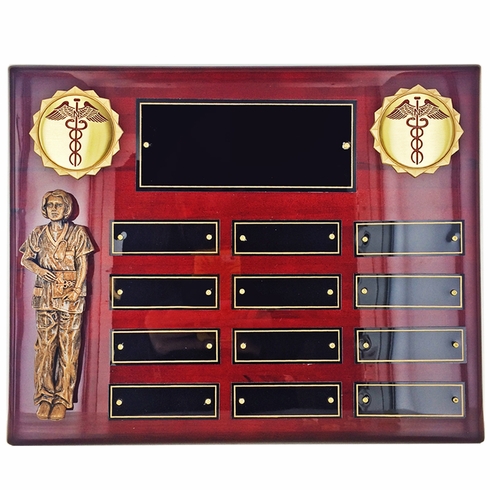 10-1/2 X 13 INCH PERPETUAL ROSEWOOD PIANO FINISHED NURSE PLAQUE