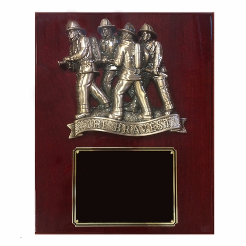 10-1/2 X 13 INCH THE BRAVEST FIRE FIGHTER ON PIANO FINISHED PLAQUE