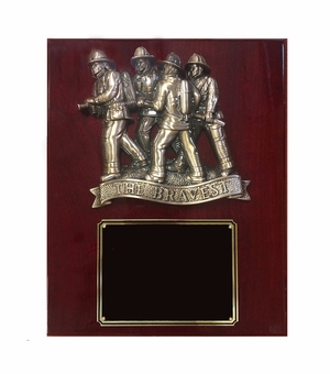 10-1/2 X 13 INCH THE BRAVEST FIRE FIGHTER ON PIANO FINISHED PLAQUE