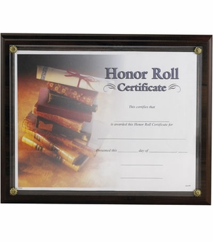 10-1/2 X 13 INCH WALNUT FINISH PLAQUE BOARD HOLDS 8-1/2 X 11 CERTIFICATE