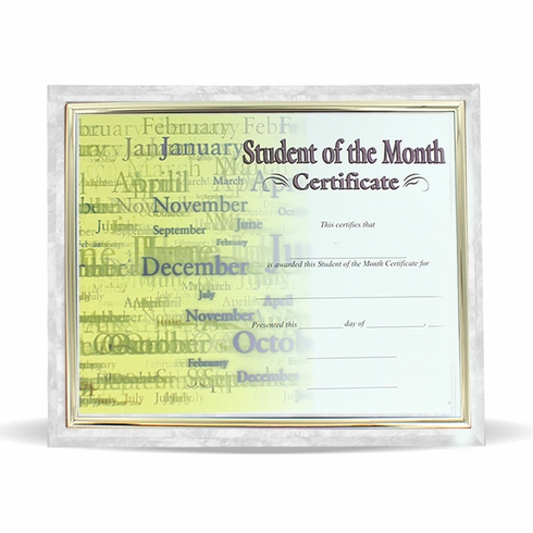 10-1/2 X 13 INCH WHITE PLAQUE HOLDS 8-1/2 X 11 CERTIFICATE, GOLD RAISED BORDER