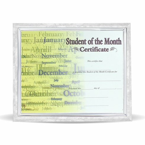 10-1/2 X 13 INCH WHITE PLAQUE HOLDS 8-1/2 X 11 CERTIFICATE, SILVER RAISED BORDER
