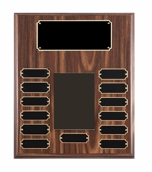 10-1/2" x 13" WALNUT FINISH PHOTO BOARD PLAQUE 