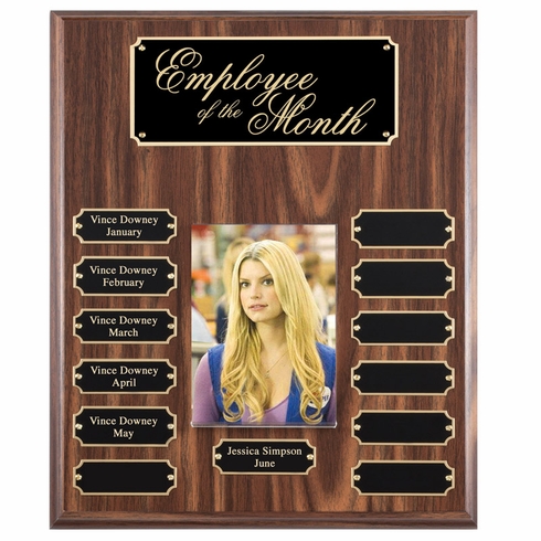 10-1/2" x 13" WALNUT FINISH PHOTO BOARD PLAQUE