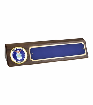 10-1/2 x 2-3/4 Walnut Desk Block with United States Air Force Medallion
