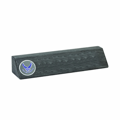 10-1/2 x 3 INCH GREY LEATHERETTE DESK BLOCK WITH 2 INCH U.S. AIR FORCE MEDALLION