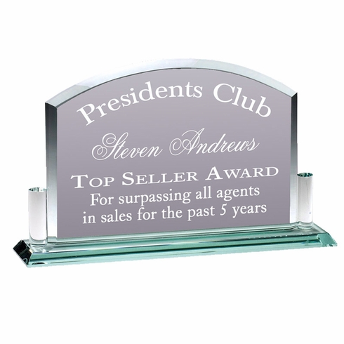 10-1/2" x 6-1/2" x 3/8" JADE GLASS BILLBOARD AWARD BEVELED EDGE