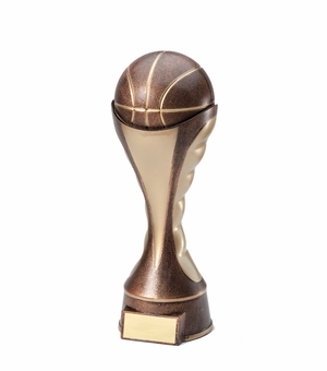 10-1/4" BASKETBALL TROPHY SCULPTED HEAVY WEIGHTED ANTIQUE TWO-TONE GOLD FINISH
