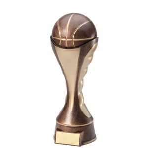 10-1/4" BASKETBALL TROPHY SCULPTED HEAVY WEIGHTED ANTIQUE TWO-TONE GOLD FINISH