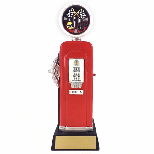 10-1/4 INCH AUTO RACING INSERT FULL COLOR GAS PUMP RESIN TROPHY