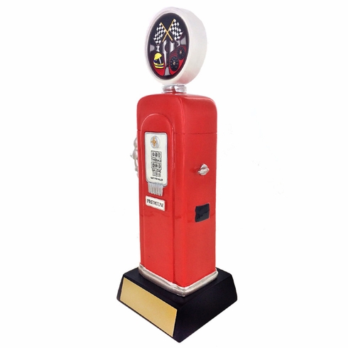 10-1/4 INCH AUTO RACING INSERT FULL COLOR GAS PUMP RESIN TROPHY