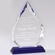 10-1/4 X 6-1/2 INCH ARROWHEAD OPTICAL CRYSTAL AWARD WITH BLUE BASE.