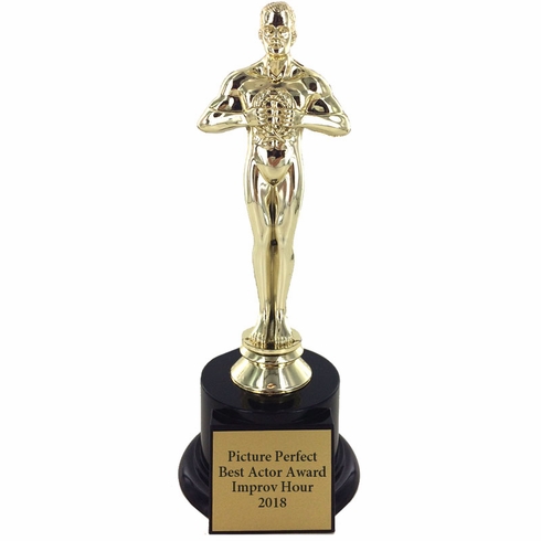 10-3/4 INCH GOLD PLASTIC OSCAR LOOK ALIKE FIGURE TROPHY 