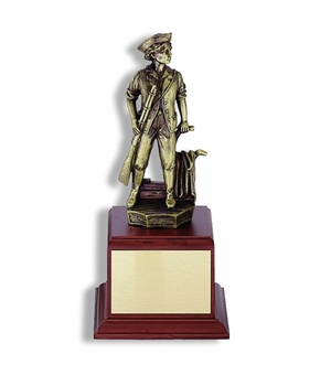 10-3/4 INCH MINUTEMAN TROPHY,  ELECTROPLATED IN ANTIQUE BRASS