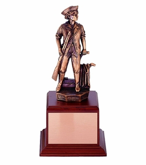 10-3/4 INCH MINUTEMAN TROPHY, ELECTROPLATED IN ANTIQUE BRONZE