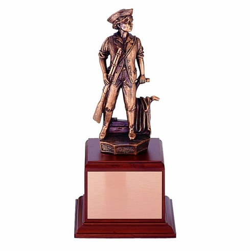 10-3/4 INCH MINUTEMAN TROPHY, ELECTROPLATED IN ANTIQUE BRONZE