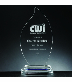 10-3/4 X 5 INCH CRYSTAL FLAME AWARD