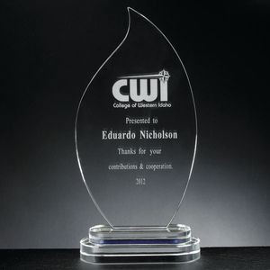 10-3/4 X 5 INCH CRYSTAL FLAME AWARD