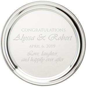 10 INCH DIAMETER GADROON TARNISH PROOF NICKEL PLATED ENGRAVABLE TRAY 