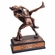 10 INCH ANTIQUE BRONZE DOUBLE FEMALE WRESTLERS TROPHY ON BLACK WOOD BASE