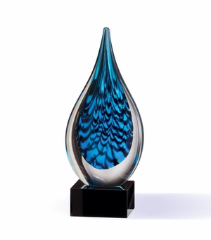 10 INCH BLOWN GLASS COLORS AWARD ON BLACK BASE