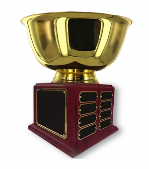 10 INCH DIAMETER GOLD BOWL PERPETUAL TROPHY COMES WITH 16 NAME PLATES