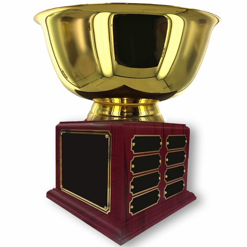 10 INCH DIAMETER GOLD BOWL PERPETUAL TROPHY COMES WITH 16 NAME PLATES