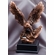 10 INCH ELECTROPLATED ANTIQUE BRONZE AMERICAN EAGLE FLAG TROPHY ON BLACK BASE