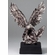 10 INCH ELECTROPLATED ANTIQUE SILVER AMERICAN EAGLE FLAG TROPHY ON BLACK BASE