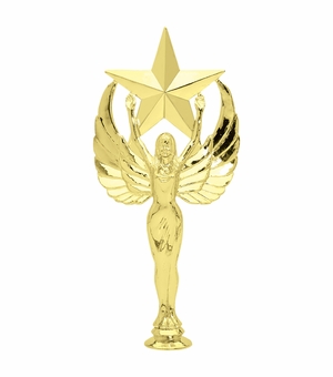 10 INCH GOLD PLASTIC FEMALE VICTORY STAR TROPHY FIGURE