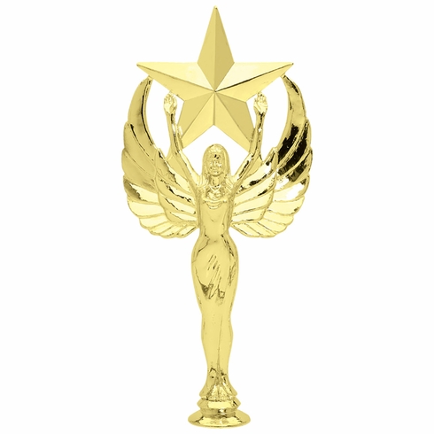 10 INCH GOLD PLASTIC FEMALE VICTORY STAR TROPHY FIGURE