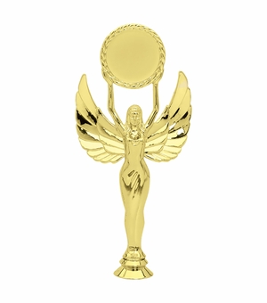  10 INCH GOLD PLASTIC FEMALE VICTORY TROPHY FIGURE-HOLDS 2 INCH INSERT