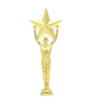 10 INCH GOLD PLASTIC MALE VICTORY STAR TROPHY FIGURE