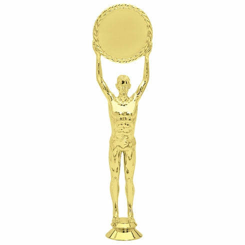 10 INCH GOLD PLASTIC MALE VICTORY TROPHY FIGURE-HOLDS 2 INCH INSERT