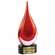 10 INCH HAND BLOWN RED GLASS TEAR DROP AWARD ON A BLACK CRYSTAL BASE