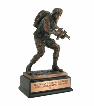 10 INCH MARINE TROPHY, ELECTROPLATED IN BRONZE