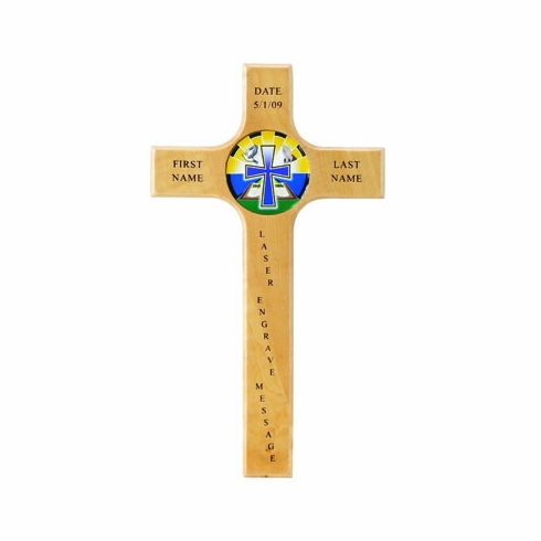 10 INCH WOOD CROSS WITH 2 INCH MEDALLION HOLDER