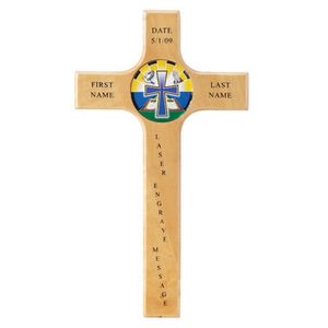 10 INCH WOOD CROSS WITH 2 INCH MEDALLION HOLDER