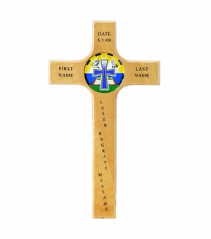 10 INCH WOOD CROSS WITH 2 INCH MEDALLION HOLDER