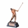 10" MALE GOLFER TROPHY ELECTROPLATED BRONZE WITH TINTED COLOR SHIRT ON BLACK BASE