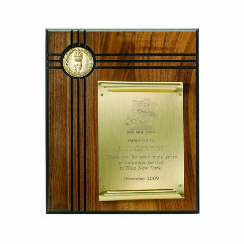 10 X 12 INCH GENUINE WALNUT PLAQUE WITH SCROLL PLATE TAKES INSERT