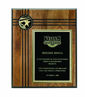 10 X 12 INCH GENUINE WALNUT PLAQUE WITH SCROLL PLATE TAKES INSERT