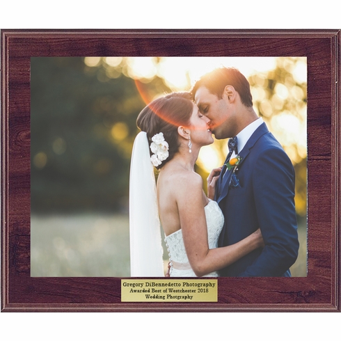 10 X 12 INCH PHOTO PLAQUE WALNUT FINISH HOLDS 8-1/2 X 11 PHOTO