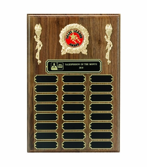 10 X 15 INCH MULTIPLE PLATE GENUINE WALNUT PLAQUE, TAKES 2 INCH MEDALLION INSERT