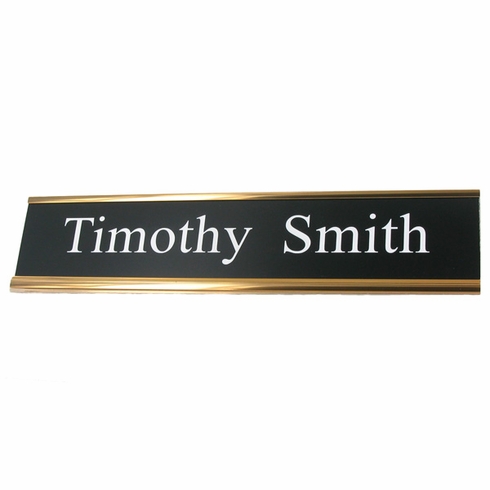 10 X 2 INCH TWO PLY BLACK PLASTIC NAME PLATE