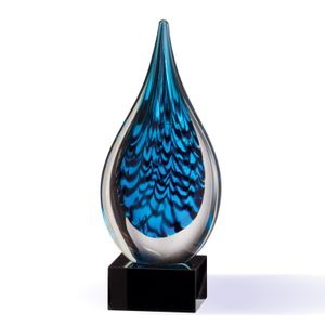 10 INCH BLOWN GLASS COLORS AWARD ON BLACK BASE