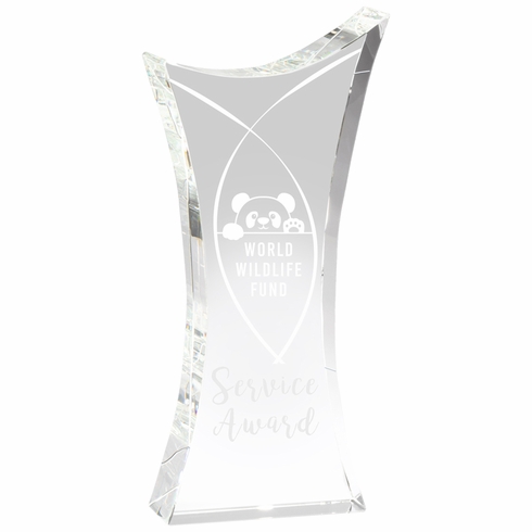 10 x 4-1/2 INCH OPTICAL CRYSTAL ANGLED SHAPE TOWER AWARD