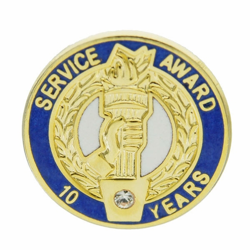 10 YEARS OF SERVICE AWARD PIN WITH SWAROVSKI CRYSTAL