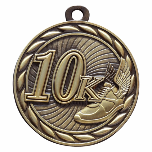 Die-Cast Metal 2-Inch in Diameter Round 10k Medal with Cutomizable Back in Antique Gold