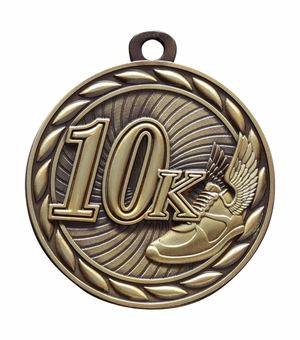 Die-Cast Metal 2-Inch in Diameter Round 10k Medal with Cutomizable Back in Antique Gold